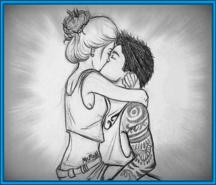 dibujos de parejas besandose