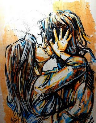 Cool Love Graffiti - Pareja besándose