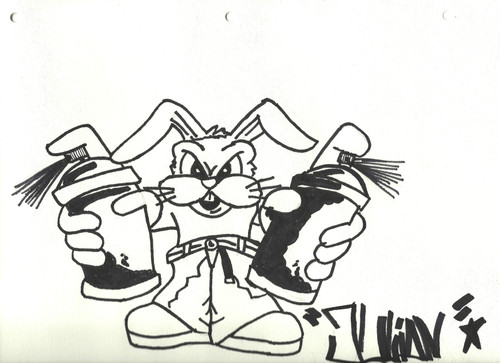 Chidos Doodle Drawing - Conejo con perilla de Doodle